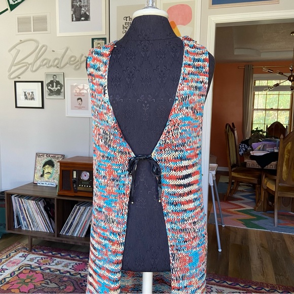 American Classics by Anne Bowen Silk Blend Tie Front Maxi Duster Women's Large - Picture 2 of 8